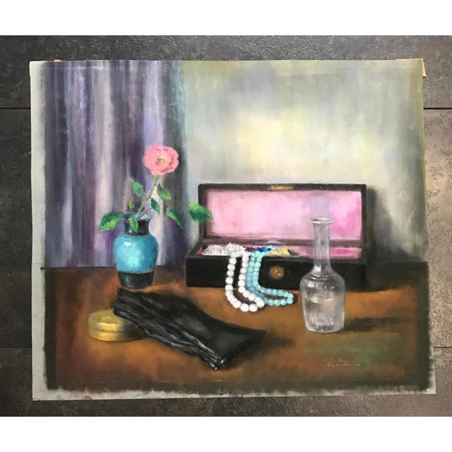 Judith Schmid-L'Eplattenier, Colliers de perles, Pastel, in Very Good conditions. This piece is attributed to the...