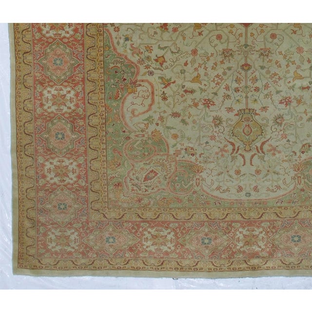 Late 19th Century Fine Antique Turkish Borlu Oushak Wool Rug 8'7" X 11’10" For Sale - Image 5 of 7