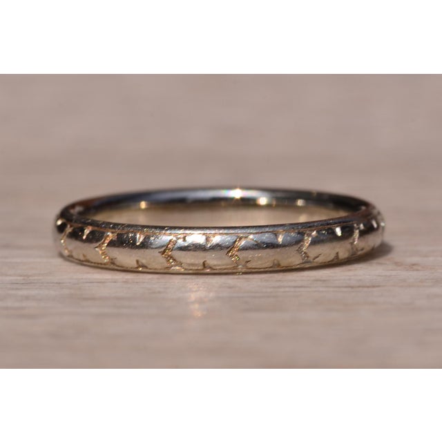 Contemporary The Aquaview Road: Orange Blossum Antique Wedding Band in White Gold For Sale - Image 3 of 7