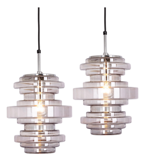 Smoked Glass Pendant Lamp from Limburg, Germany, 1970s