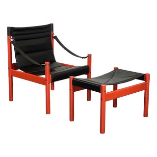 Set of Armchair with Ottoman from Erik Wørts, 1970s For Sale