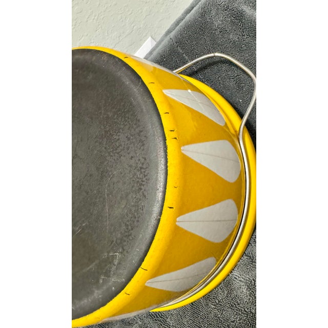Vintage Cathrineholm Yellow Lotus Enamel Dutch Oven Lidded Pot For Sale - Image 11 of 12