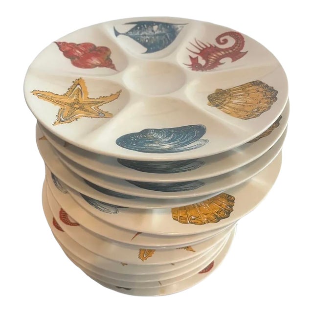 1960s Oyster Plates Villeroy & Boch Faience - Set of 10 For Sale