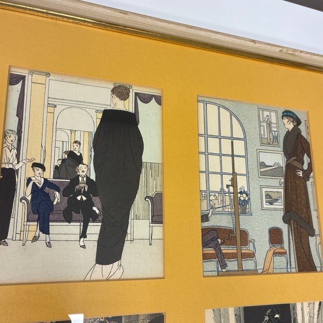 Original 1920’s Gazette Du Bon Ton Framed Pochior Fashion Illustrations by Boutet De Monvel, Brissaud, Duran, Marty, Puget, and Magnin - Set of 3 For Sale - Image 11 of 12