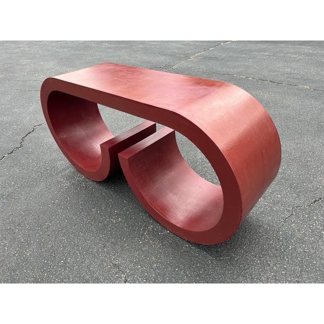 Mid-Century Modern Karl Springer Style Grass Cloth Waterfall Console Table For Sale - Image 3 of 18