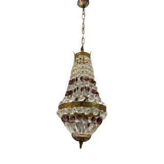 Italian Crystal Basket Chandelier For Sale