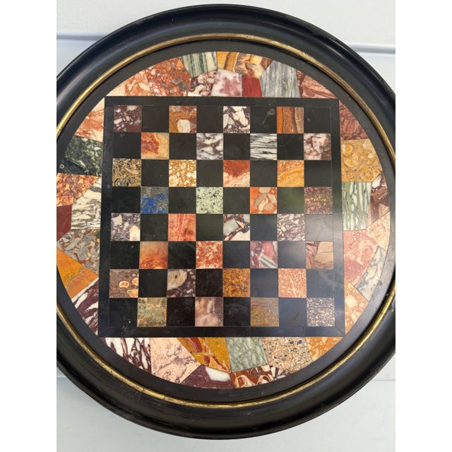 Italian Grand Tour Specimen Marble Circular Chessboard Plaque Pietra Dura 19th C For Sale - Image 9 of 10