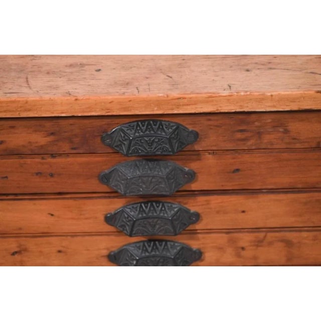 19th Century Oak Print Filing Cabinet With Drawers and Cast Iron Handles For Sale - Image 4 of 12