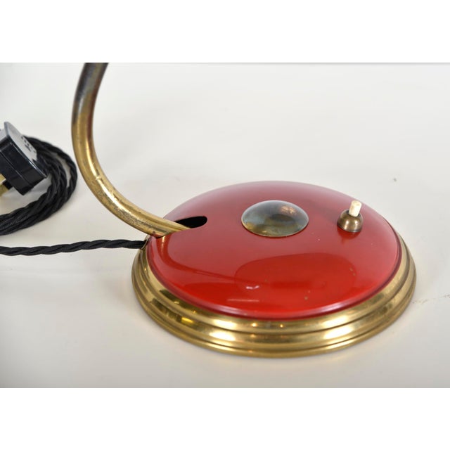 Metal Mid-Century Modern Industrial Brass Enamel Table Lamp from Helo Leuchten, 1950s For Sale - Image 7 of 12