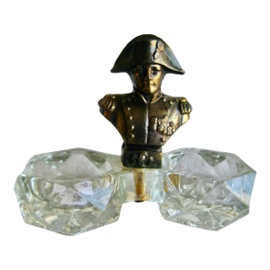Early 20th Century Napoleon Figure Salt and Pepper Crystal Dish