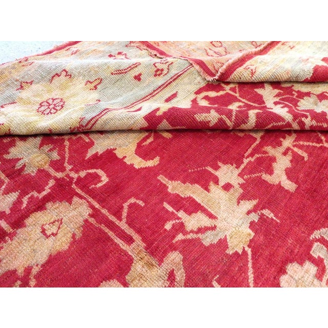 Galerie Shabab Collection Early 20th Century Handmade Turkish Oushak Room Size Carpet in Red and Grey For Sale - Image 10 of 10