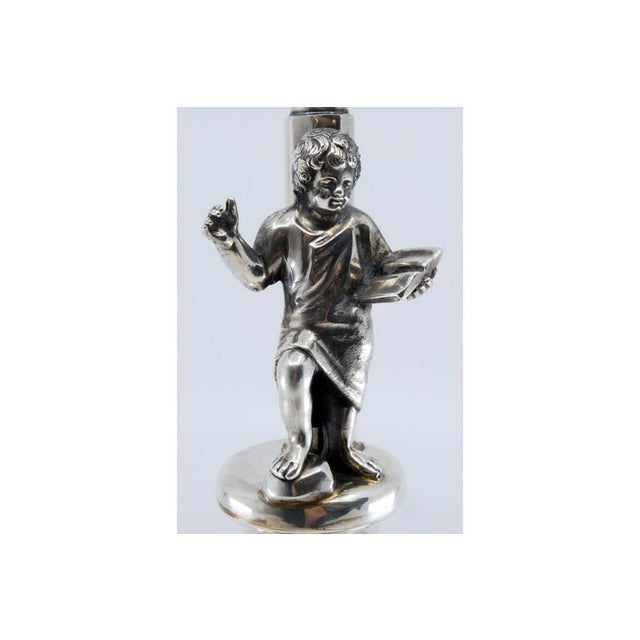 Silver Toothpick Holder with Boy Reading a Book and Holding a Glass For Sale - Image 5 of 11