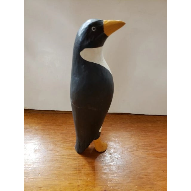 Vintage Hand Carved Wooden Penguin (#2) For Sale - Image 4 of 5