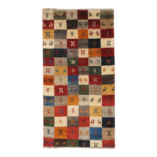 Vintage Hand-Knotted Persian Gabbeh Rug 3'4" X 6'3" For Sale