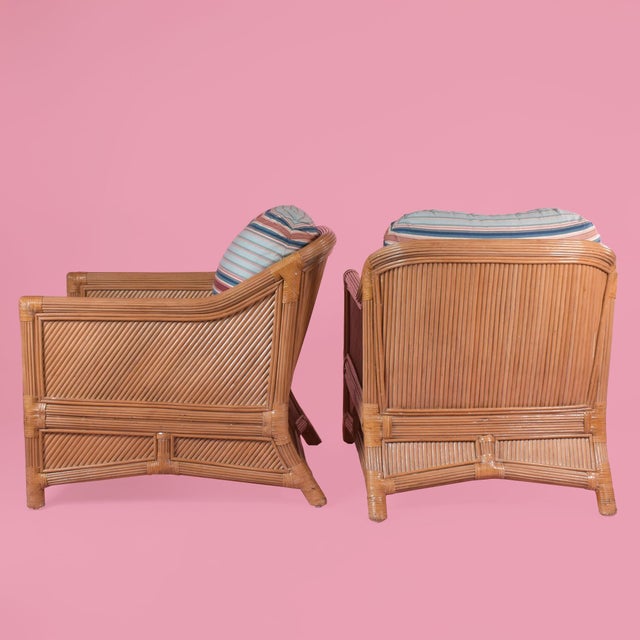 Pair of Split Rattan Tube Chairs For Sale - Image 4 of 5