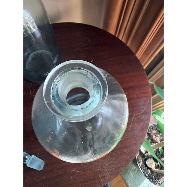 Mid 20th Century Mid-20th Century Laboratory Reagent Bottle With Ground Glass Stopper Narrow Mouth Apothecary Glass Vessel For Sale - Image 5 of 15