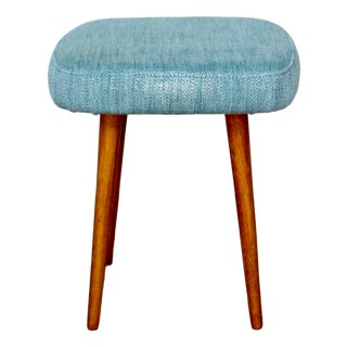 Vintage Blue Turquoise Square Stool from PRL, 1970s For Sale