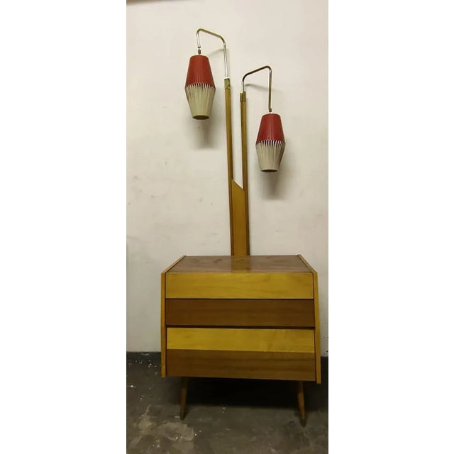 Walnut Cocktail Cabinet with Floor Lamp, 1950s For Sale - Image 6 of 6