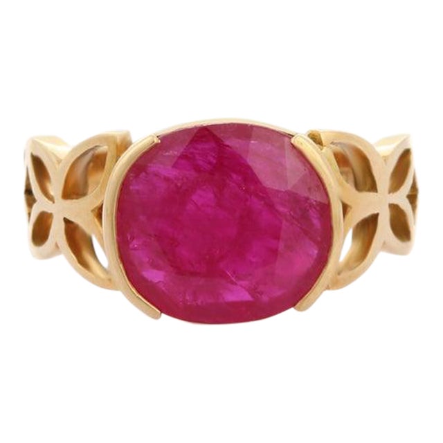 4.6 Carat Ruby Cocktail Ring With Engraved Ring (All Sizes Available) For Sale