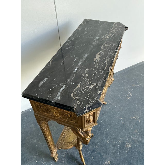 Vintage Regency Zimmerman Gilt Wrought Iron Console For Sale - Image 9 of 10