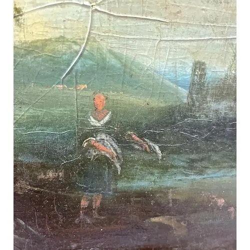 Antique Castle & Loch Scene Oil Painting For Sale - Image 4 of 5