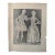 1940s Original Signed Graphite Illustration of 18th Century Couple in Period Dress, 11 × 14 In. For Sale