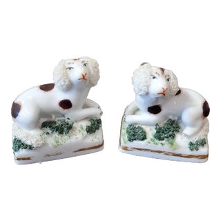 Pair of 18th Century Chelsea Porcelain Miniture Dogs For Sale