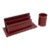 Art Deco Hand-Stitched Red Leather Desk Office Set Letter and Pen Holders For Sale