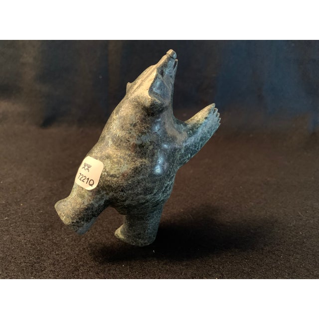Isaaci Shaa Inuit Dancing Bear Serpentine Stone Carving Kinngait Cape Dorset 2023 For Sale - Image 9 of 16
