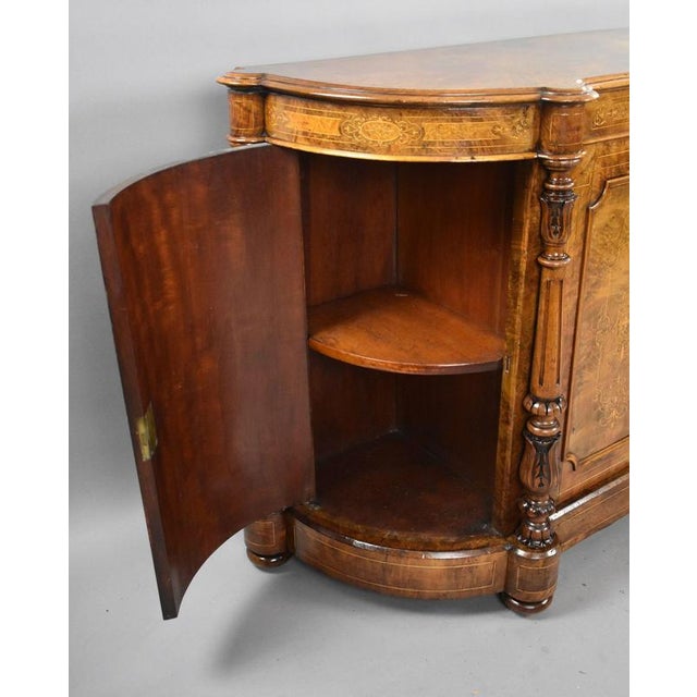 Gold Victorian Burr Walnut Marquetry Credenza, 1860 For Sale - Image 8 of 10
