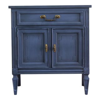 Mid Century Blue Painted Nightstand For Sale