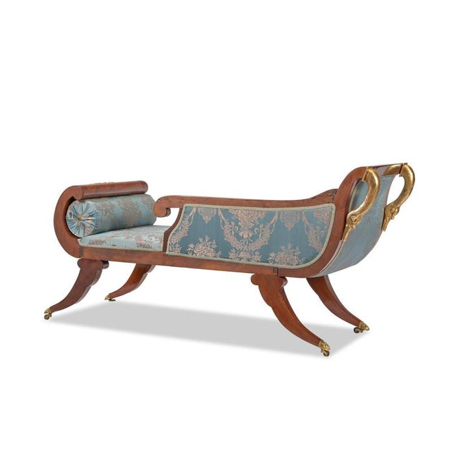 Récamière / Seating, France, circa 1810, mahogany, can be placed anywhere in the room, brass fittings and sabots on small...
