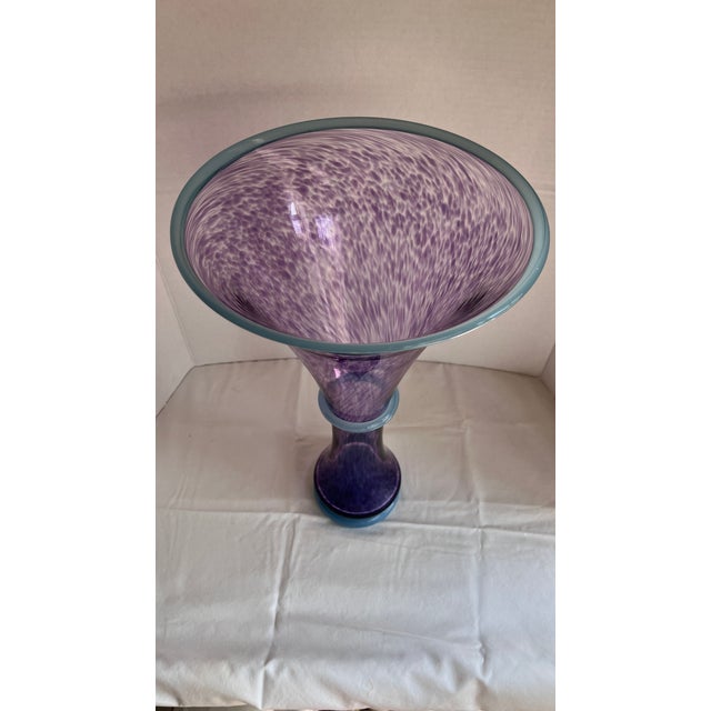 Glass Signed & Numbered Young & Constantin Studio Art Glass Trumpet Vase 1992 For Sale - Image 7 of 16