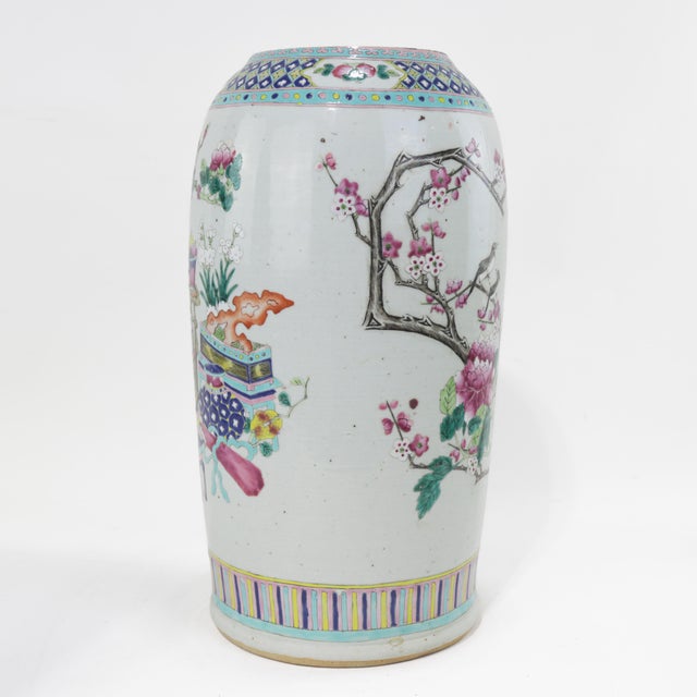 Chinese Chinese Famille Rose Porcelain Palace Vase With Scholar’s Objects For Sale - Image 3 of 12