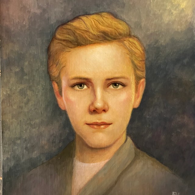 Mid-Century Modern 1960’s Young Boy Classical Portrait Painting Mid Century Style For Sale - Image 3 of 8