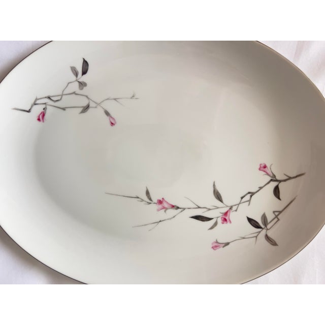 Vintage Cherry Blossom Fine China Platter 1067, Made in Japan Sakura Spring Pink Gray Silver For Sale - Image 4 of 9