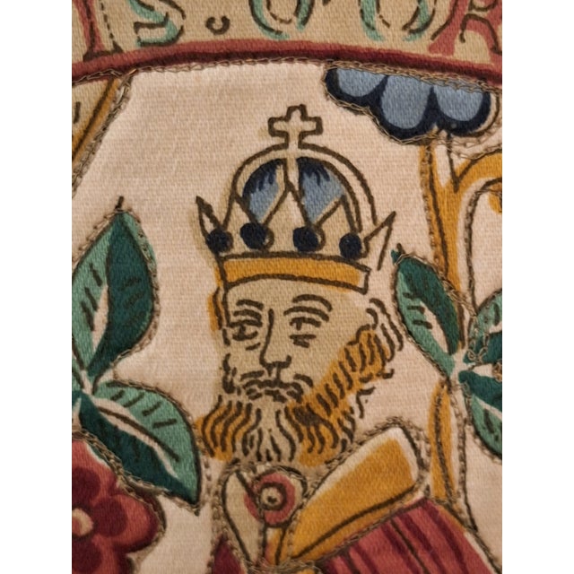 Vintage Hand Painted on Silk Woven with.gold Thread Embroidery For Sale - Image 4 of 15