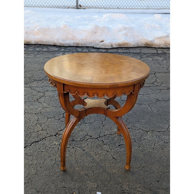 Mid-Century Modern Vintage John Widdicomb Round Fruitwood Side Table For Sale - Image 3 of 8