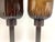Modern Late 20th Century Fabulous Pair of Jan Barboglio 29” Tall Iron and Amber Glass Hurricanes For Sale - Image 3 of 12