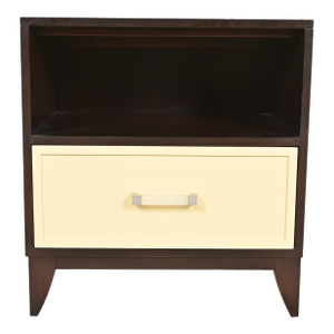 Kindel Furniture Modern Hollywood Regency Mahogany and Cream Lacquered Nightstand