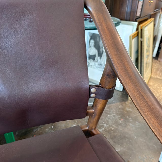Modern Alfonso Marina Montholier Leather Wood Chair For Sale - Image 3 of 12