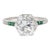 Art Deco 2.5 Carat Old Euro Cut Diamond & Emerald Engagement Ring in Platinum, Size 5.75 For Sale
