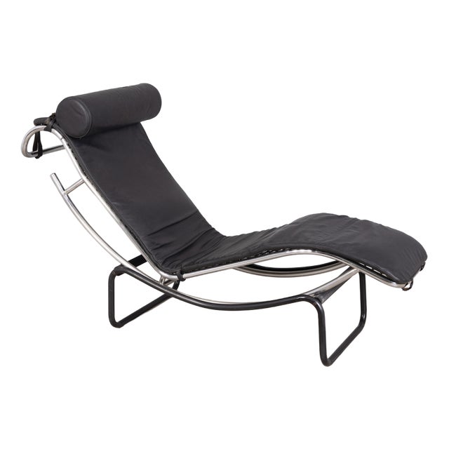 Vintage Chaise Lounge in Metal and Leather, Italy, 1980s For Sale