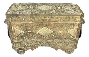 Antique Islamic Bronze Silver and Gold Inlaid Betel Nut Box (Very Heavy)