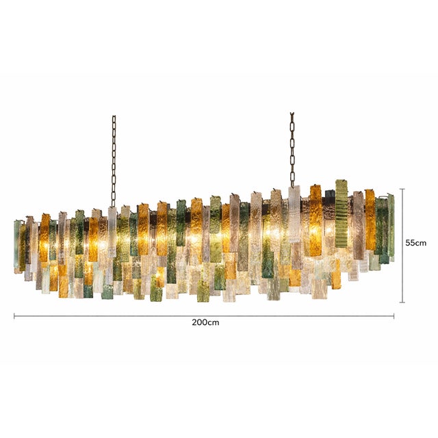 2020s Monumental Italian Rectangular Strip “Listelli” Murano Glass Chandelier by Simoeng For Sale - Image 5 of 6