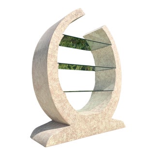 Post-Modern Faux Stone and Glass Etagere For Sale