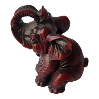Red Boxwood Japanese Netsuke Elephant For Sale
