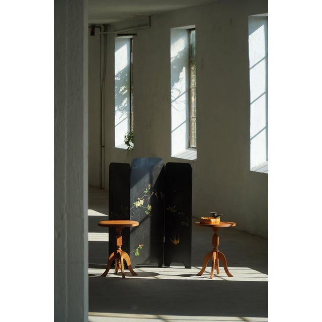 Brown Scandinavian Oak Pedestal Side Tables with Curved Legs, 1960s, Set of 2 For Sale - Image 8 of 17