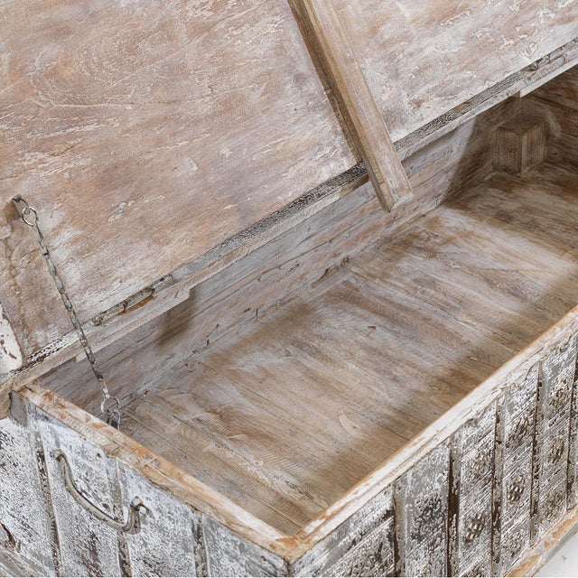 Vintage Indian Iron Bound Cream Chest, 1940s For Sale - Image 6 of 10