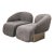 Set of 2 Right Arm and Left Arm Accent Chairs With Brass Base in Brown For Sale